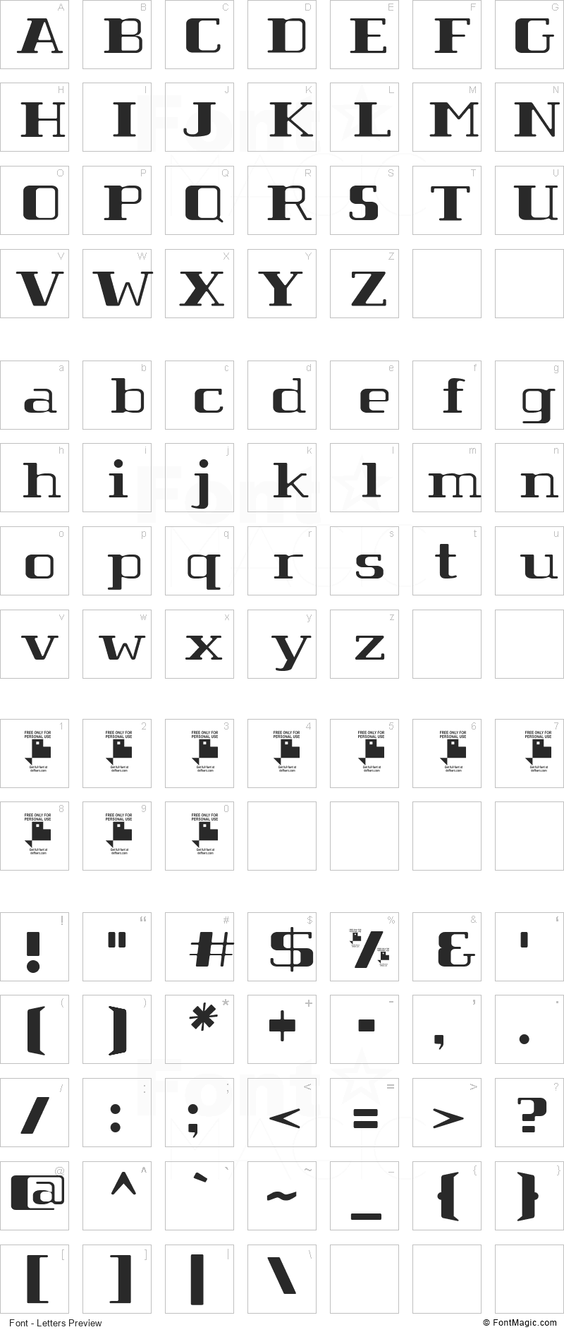 Tabaiba wild FFP Font - All Latters Preview Chart